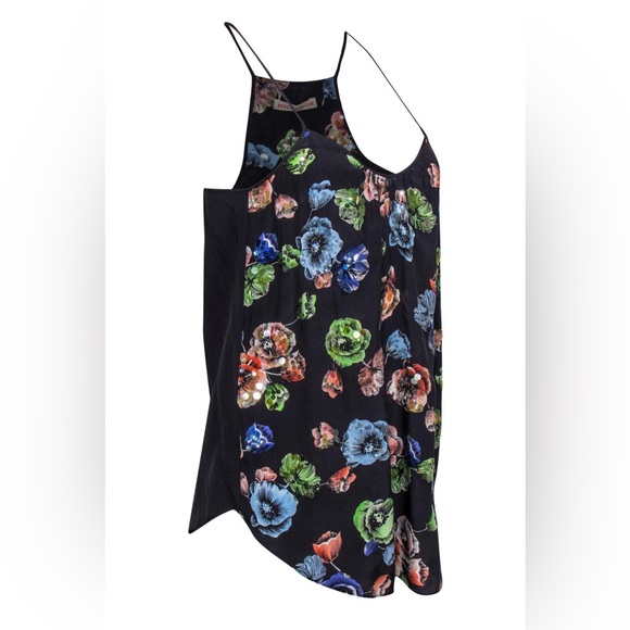 Rebecca Taylor Black Multicolor Floral Sequin Silk Tank Top size 6 EUC - Picture 2 of 8